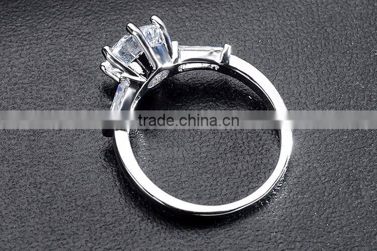 Women's jewelry silver plating white zircon luxury adjustable engagement rings