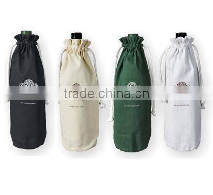 new custom printed cotton wine drawstring bags