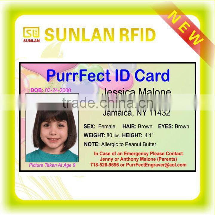 125Khz pvc sheet for id card/school id card format