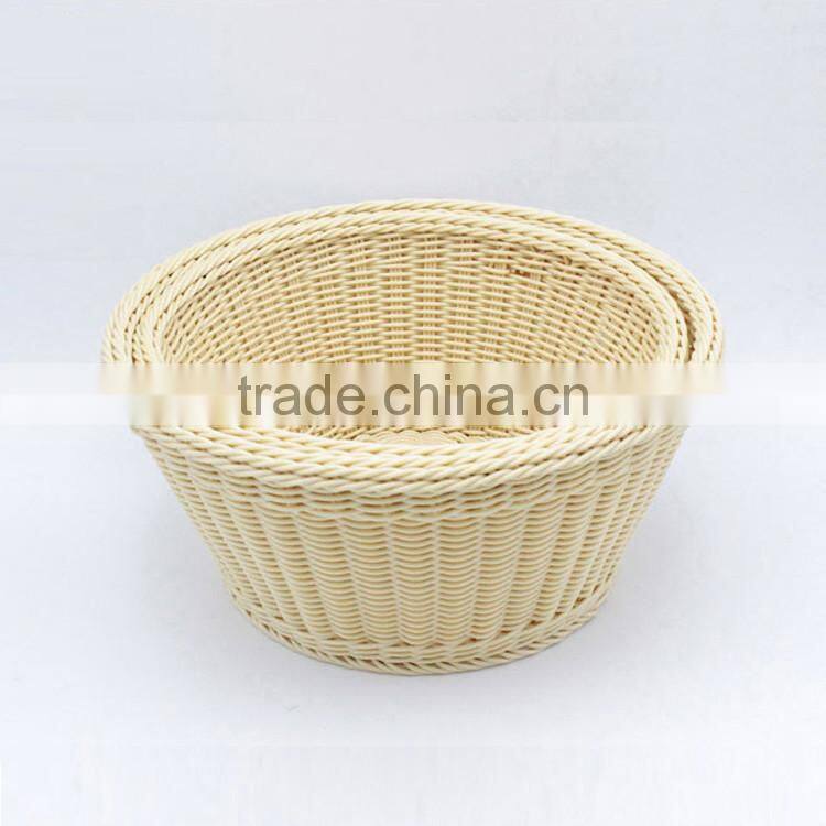 Wholesale custom made round fruit basket beige color bulk wicker baskets