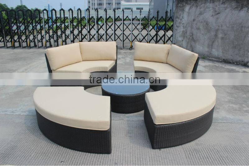 Leisure Outdoor Furniture Sofa Bed Rattan Round Sunbed