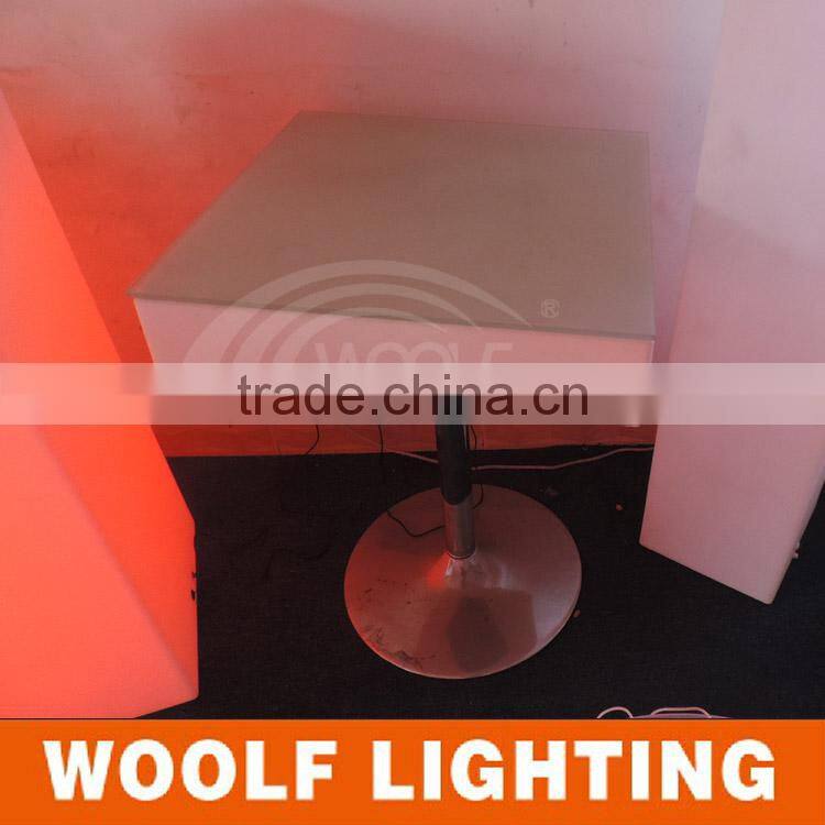 Simple Design Party Events and Bar Used Waterproof Rechargeable Decorative LED Square Cocktail Table With Stainless Steel Leg