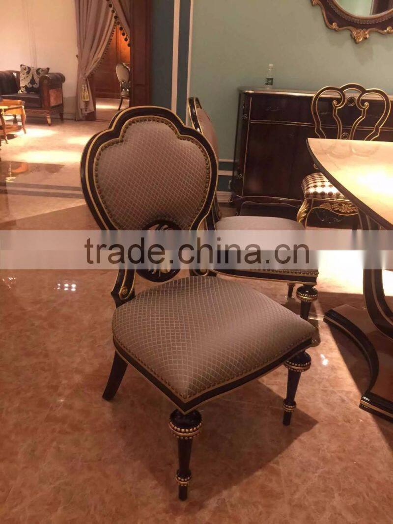 Neoclassic solie wood dining room furniture marble top lazy susan dining table