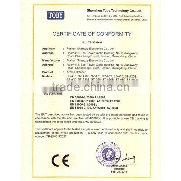 Wall Electric Aroma Diffuser SZ-A10-E011 CE ROHS