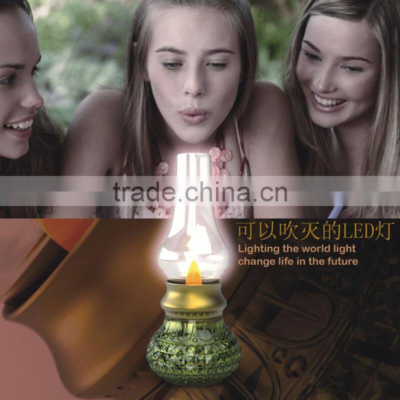 Magic Mini Retro USB Rechargeable Classic Blow LED Lamp, Blowing Control Kerosene Candle Lamp