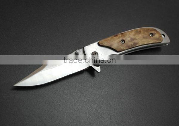 OEM Pocket Survival Camping Knife With Wooden Handle