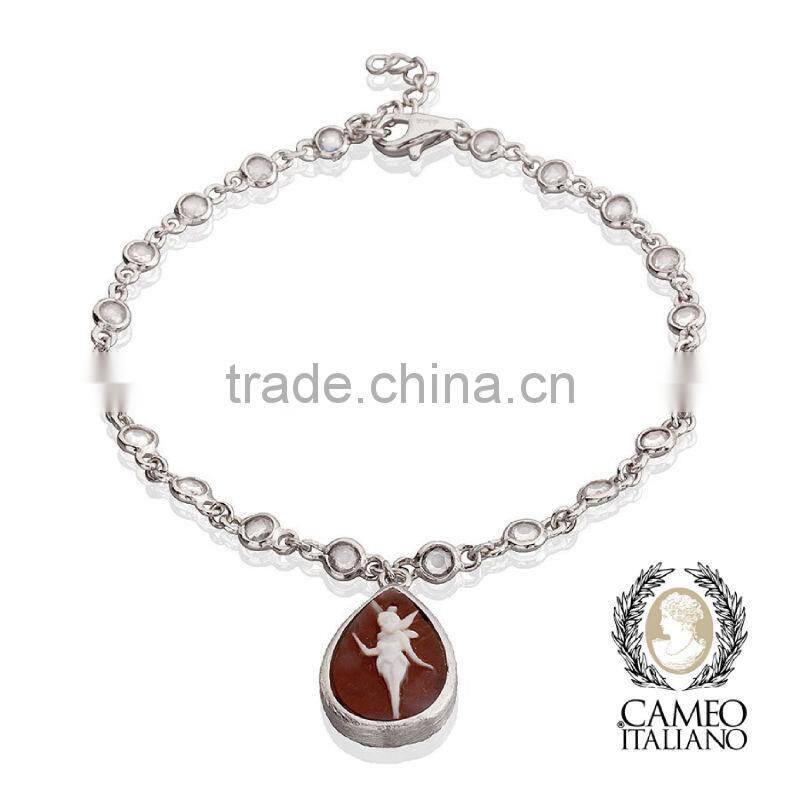 925 Sterling Classic Silver Fairy Cameo Necklaces Made in Italy cameo 15mm