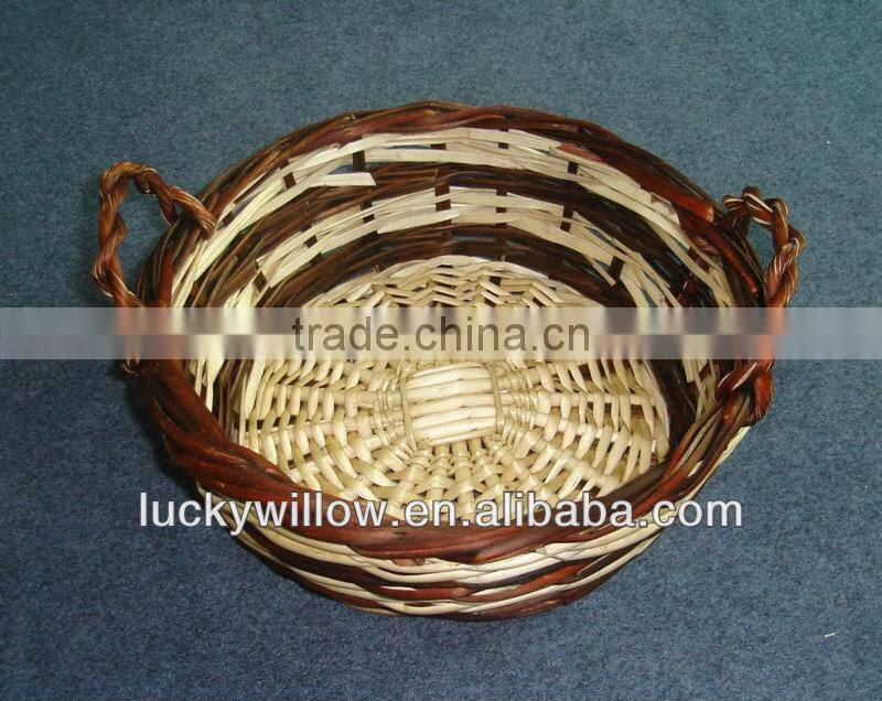 natual full buff oval wicker basket tray with handle(factory provide)