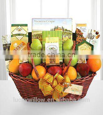 grand willow art type fruit & wine gift basket