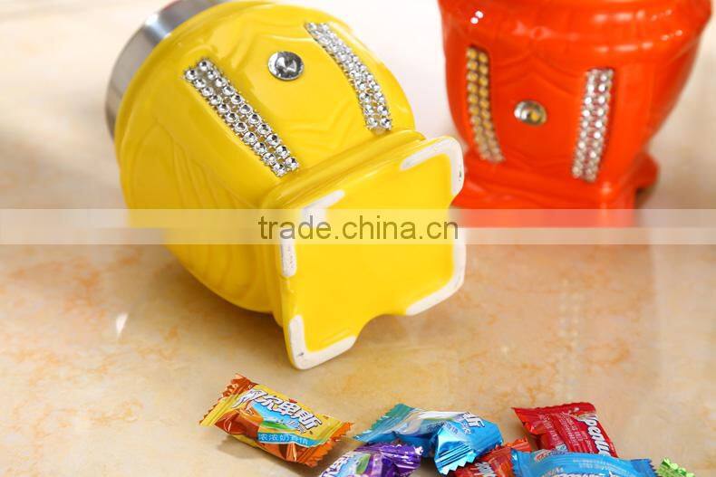 kitchenware ceramic jar with stainless steel stand