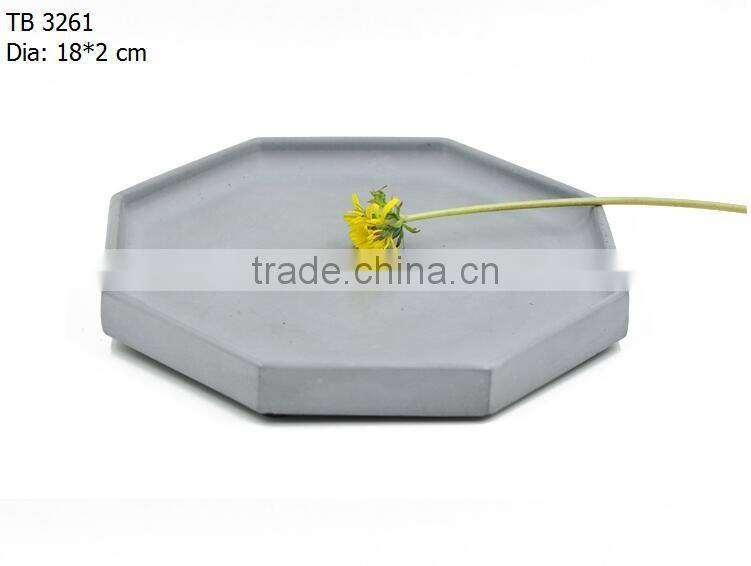 set of 3 industrial decor round tray cement fruit dish plant