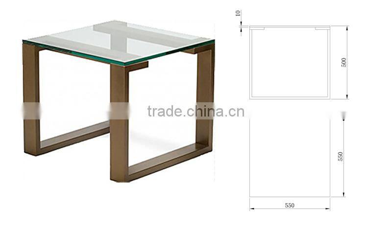 Bronze Polished stainless steel with glass top Side Table