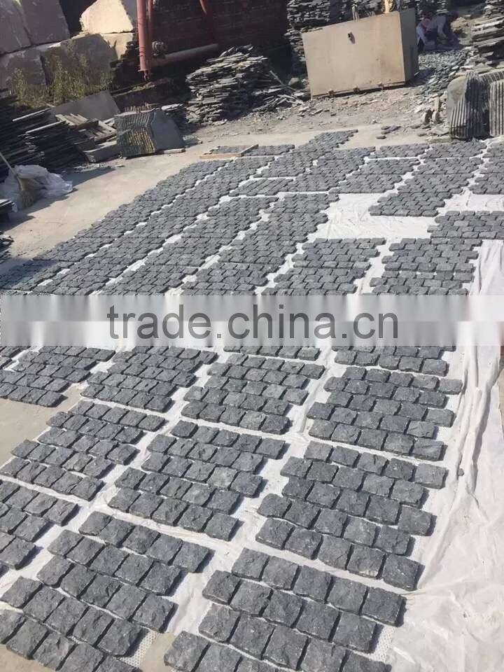 Natural Split Paving Stone Cobblestone Black Granite Paving Stone