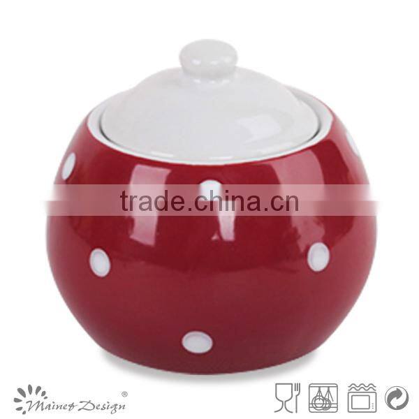 ceramic colorful cute with dot sugar pot