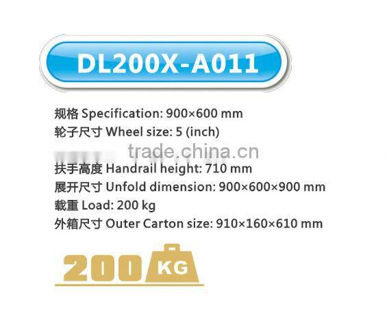 Competitive price plastic foldable moving trolley with mute wheels