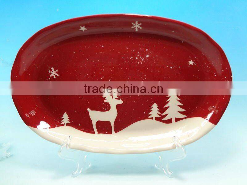Christmas Oval ceramic plate