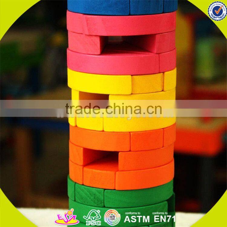 wholesale colorful baby stacking blocks wooden promotional bricks toy top fashion wooden baby stacking blocks toy W13D119
