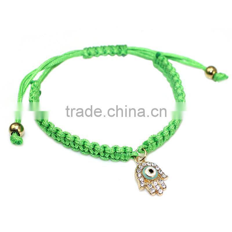 enamel gold heart charm handwoven bracelet adjustable braided macrame bracelet promotional friendship bracelet