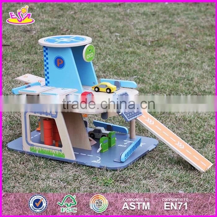 2017 new products children parking toy wooden toy garage set W04B048