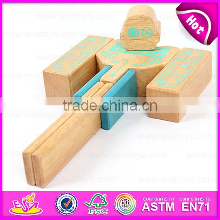 Hot sale Non Toxic wooden robot toy for kids,DIY children wooden robot toy with very cheap price W03B043