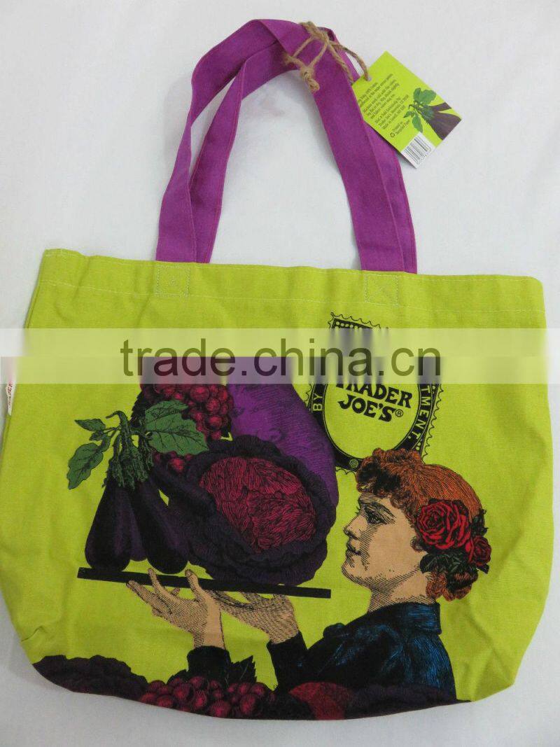 Fashion Colorful Cotton Canvas Tote shopping bags with handles