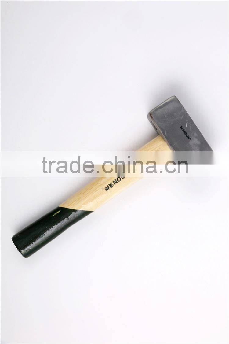 Professional mason's hammer with wooden handle , stone hammer