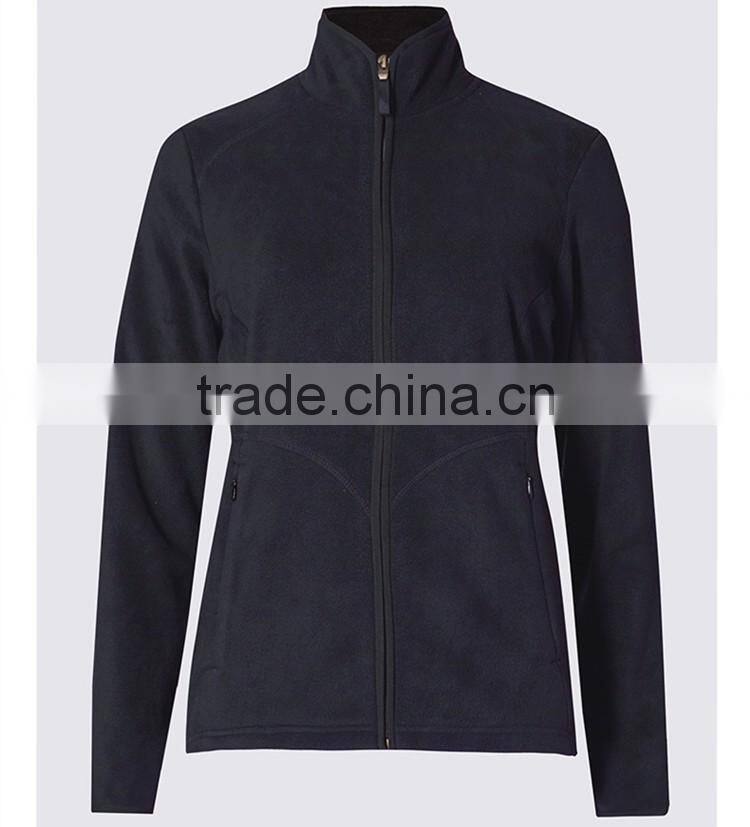 Plain color polar fleece fabric warm women jacket