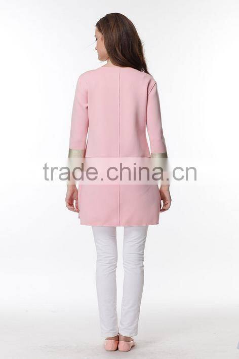 New Women single-breasted pink lady straight fashion coat design long trench