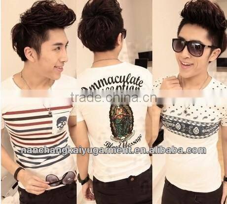 Summer Men's Korean Style Short Sleeve Graffiti Personalized Printing T-shirt
