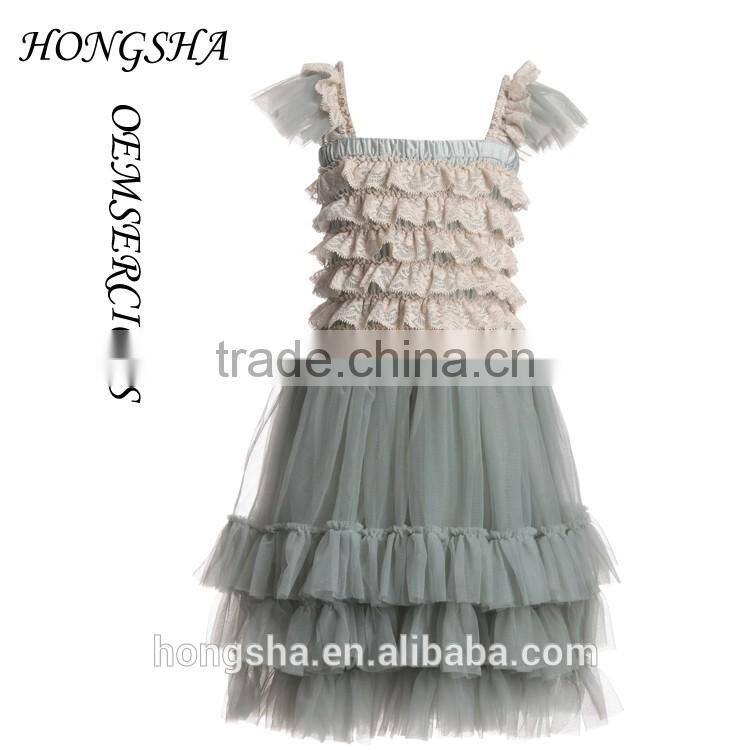 Blush Pink Ballroom Lace Tulle Dress Removable Overskirt Baby Girl Wedding Bridemaid Dress HSD7835