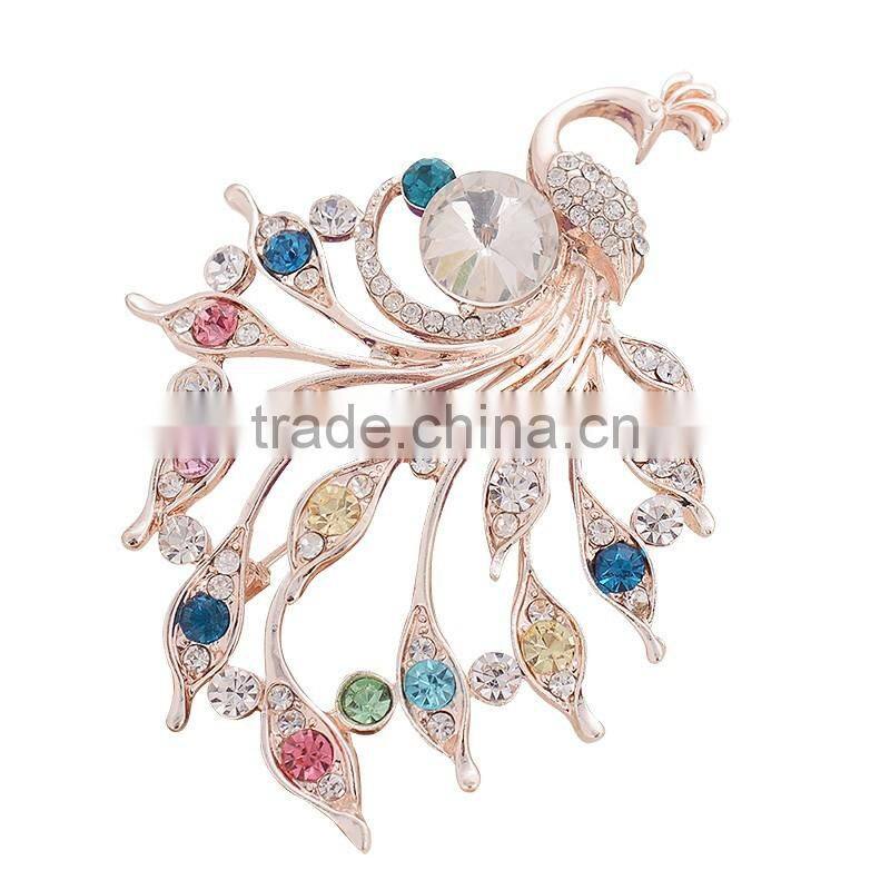 Wholesale fashion apparel accessories peacock shape lady brooch