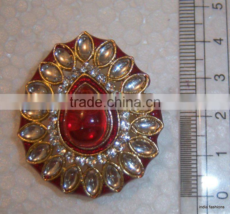 Gold TONE COCKTAIL FASHION kundan lampwork FINGER Ring