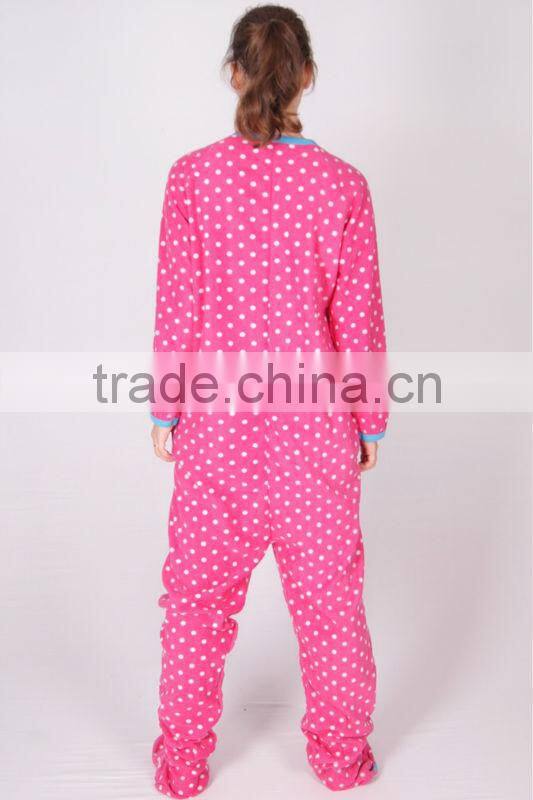 Pink Fleece Adult Footed Pajamas Sleepsuit Onesie All in one Pyjamas Unisex Couple clothes