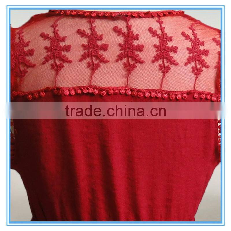 Fashion Chiffon Lady Top Designer Girl Latest Design Sleeveless Lace Crochet Top