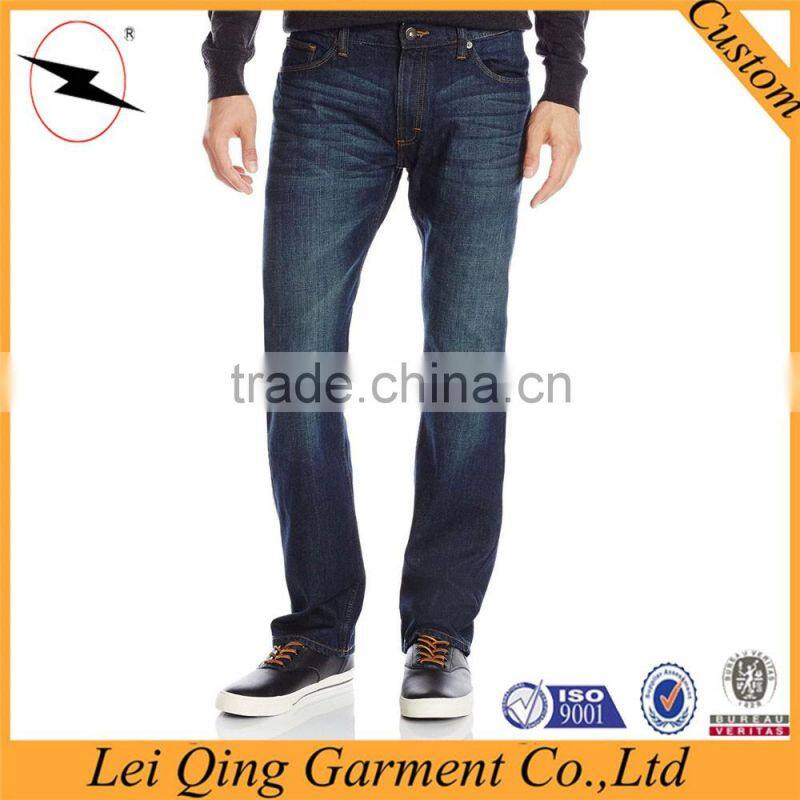 Fashion solid color washed blue jeans denim of young mens
