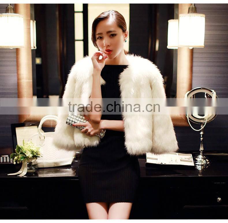 New Fashion 2016 Faux Fox Fur Coat Women Winter Medium Long Luxury Fake Fur Coats Female Jacket Overcoat Mex Mink Coat Ladies