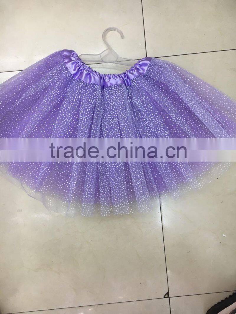 Ladies&children umbrella stylish skirt triple ruffles shining sparkle stage ballroom performance tutu skirt