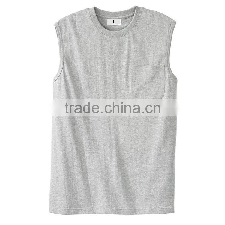 Wholesale Sleeveless Custom Design Blank 100% Polyester T-shirt With Pocket
