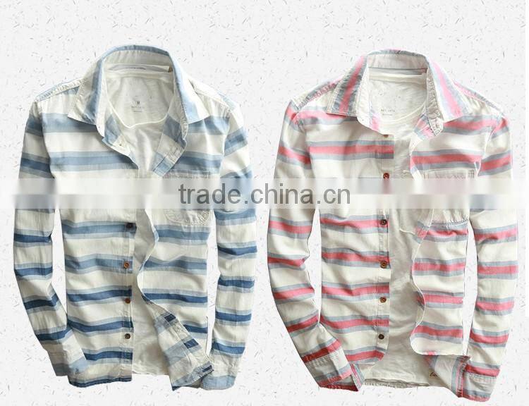 men fashion 100% cotton long sleeve custom striped casual shirt