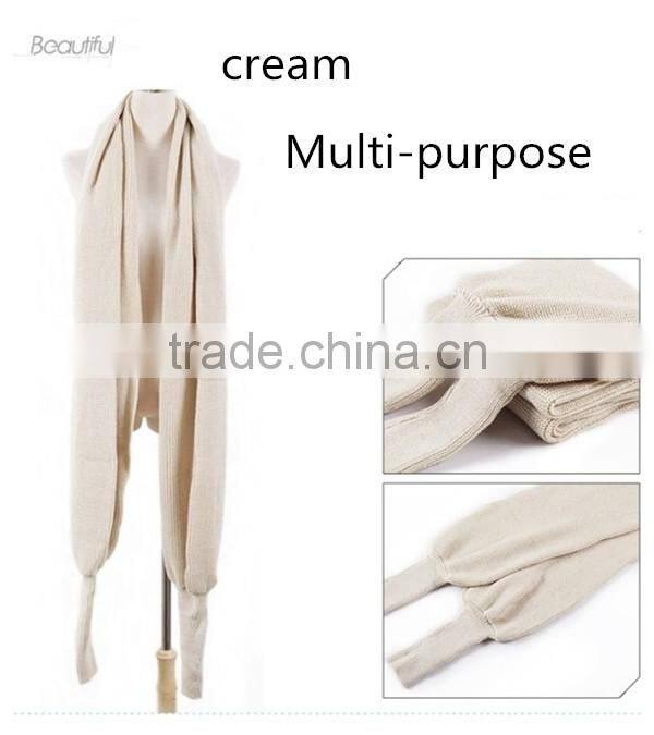 Free size hot sale korean style latest woolen scarf with sleeve novelty winter hijab scarf,muffler