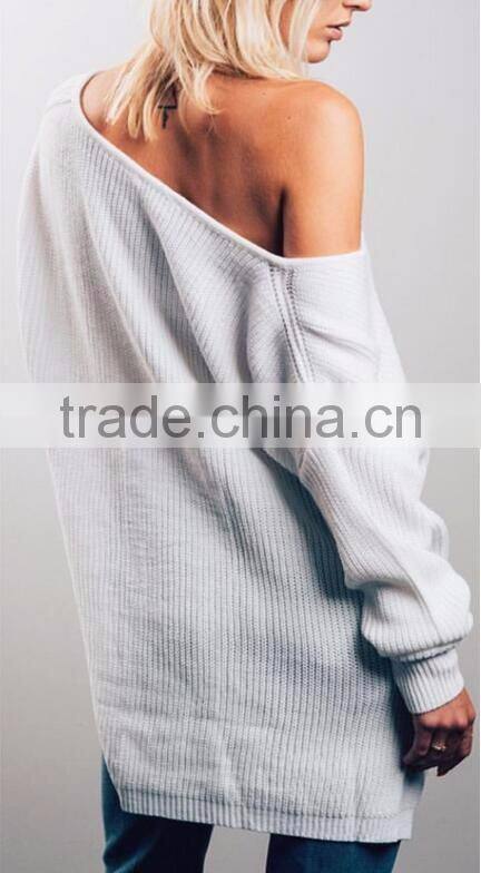 Runwaylover Ladies Deep V-Neck Sexy Knitted Pullover Sweaters