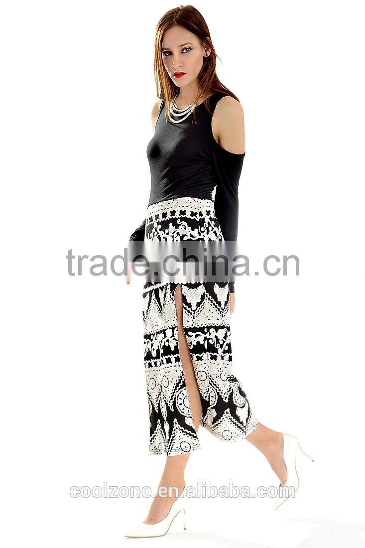 New Fashion Retro Dream Floral Cutout Sleeves Slit Dress Wholesale