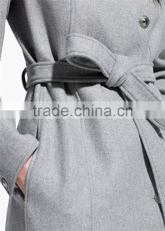 elegant grey button wool-blend lady cashmere winter coats