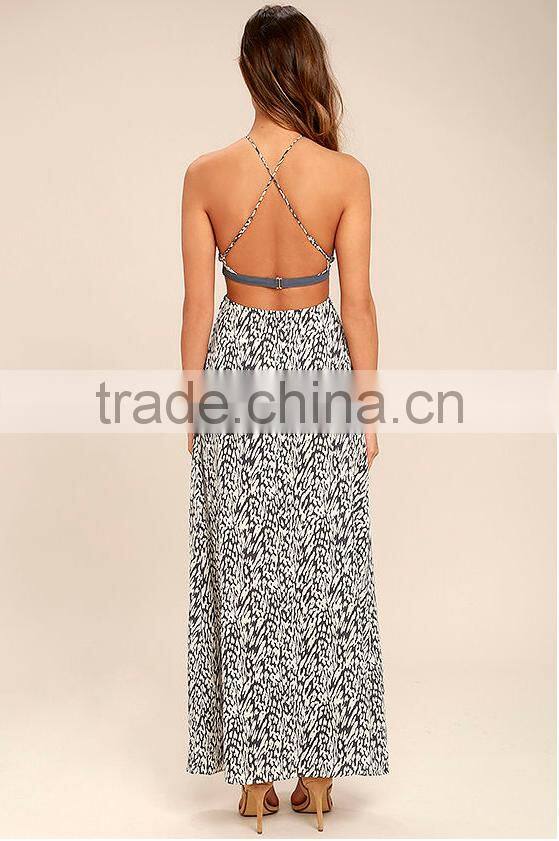 stylish maxi dress summer lady printed halter dress fashion dress design