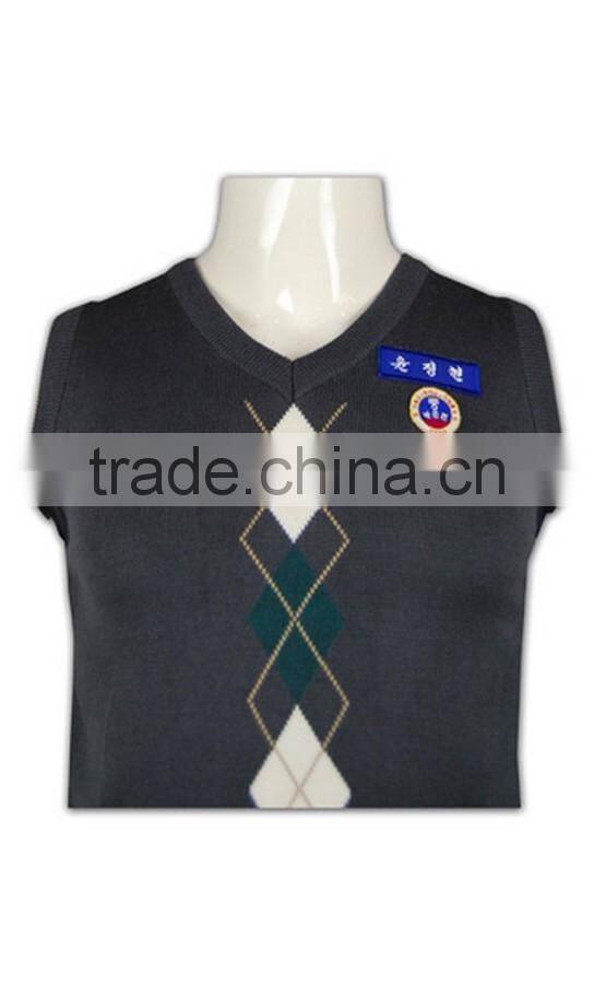 ISO9001/BSCI Manufature v-neck custom school argyle cardigan sweaters