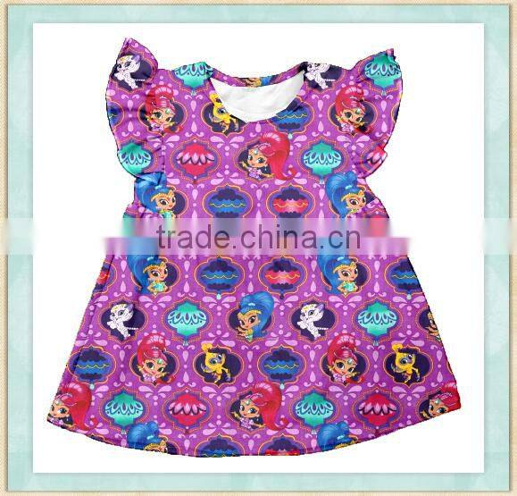 2017wholesale boutique baby clothes girls summer purple dress