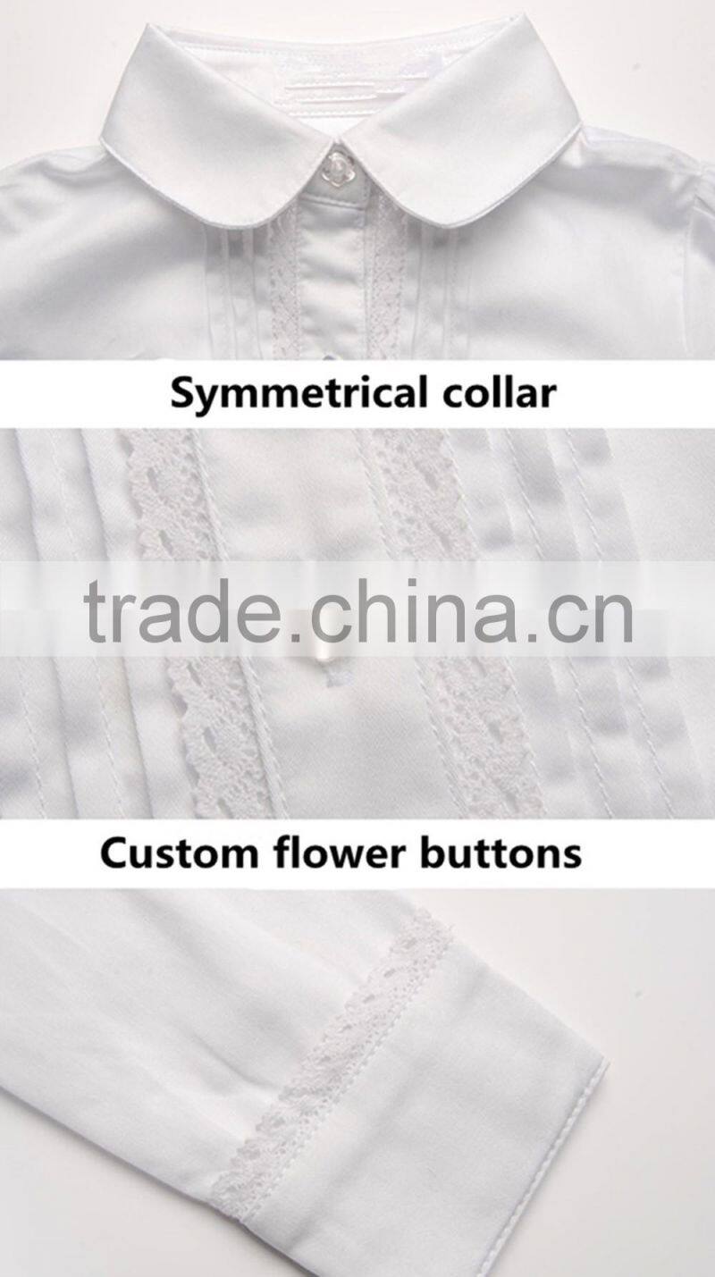 Wholesale 100% cotton school shirt, high quality 100% cotton school uniform