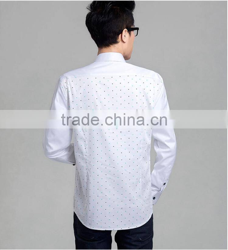 men fashion slim fit long sleeve print causal shirts