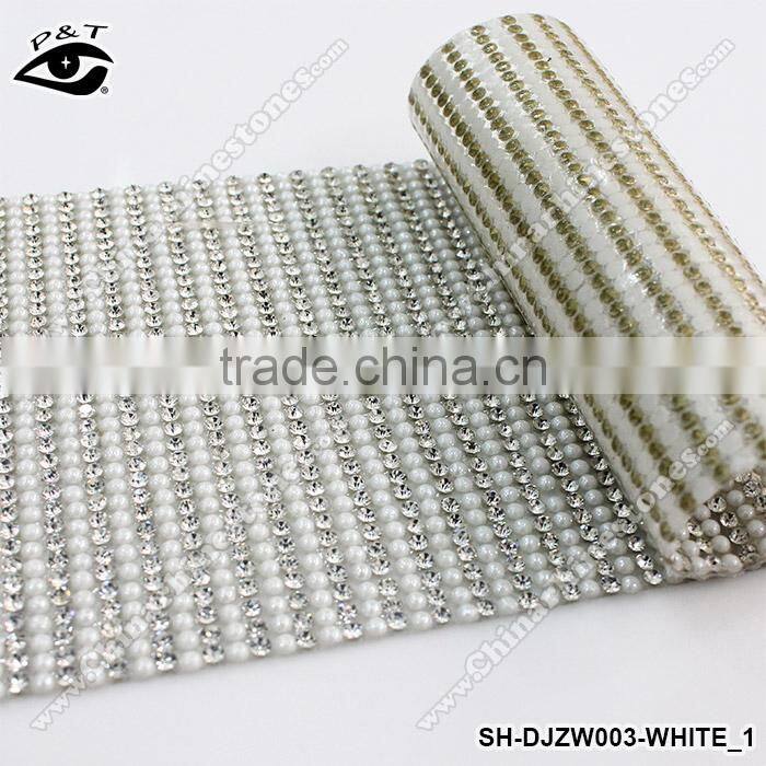 Rhinestone mesh White Pearl color sheets hotfix rhinestone transfer trimming for clothing