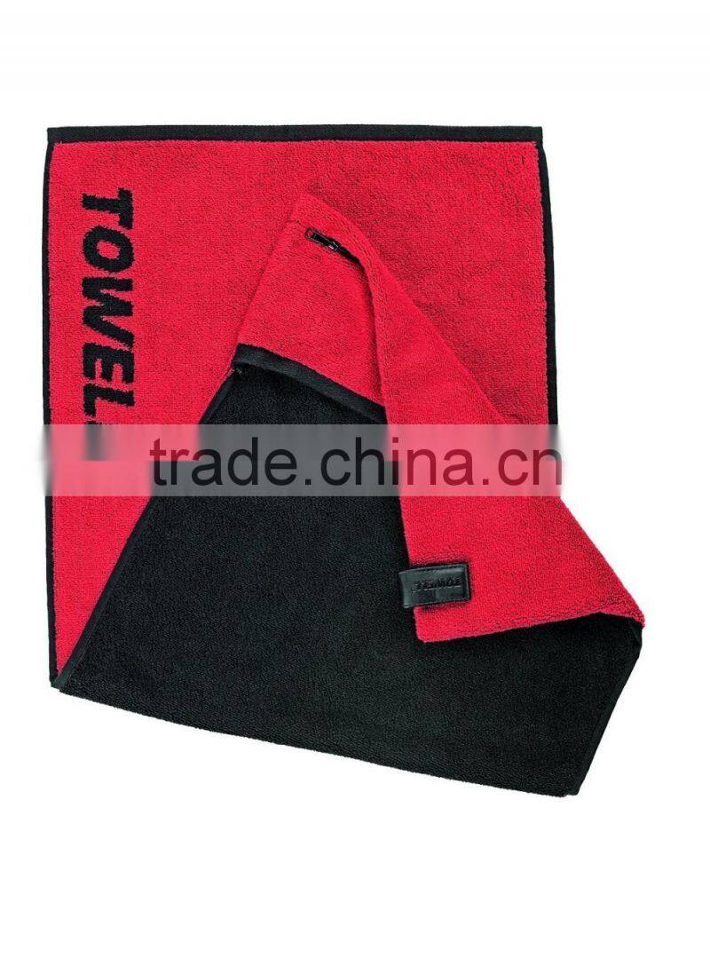 100% cotton magnet strap zipper pocket fitness towels, zip pocket gym towels